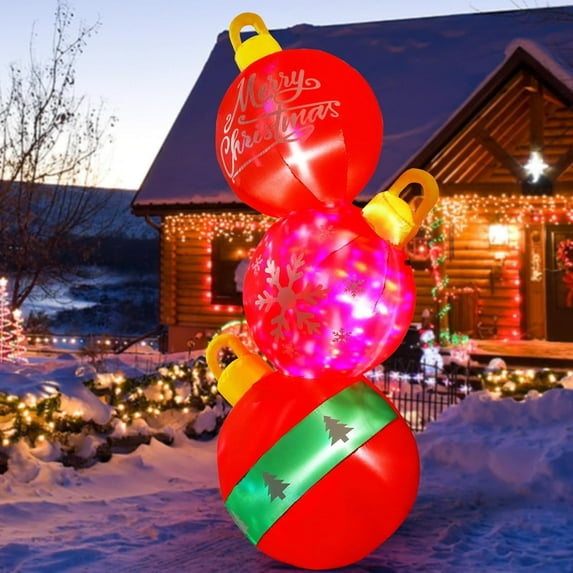 Aship 6.5FT Christmas Ball Inflatable Decor with Built in Warm White LED& Disco Light Ball, Waterproof Christmas Blow Up Yard Decor for Garden Lawn Outdoor
