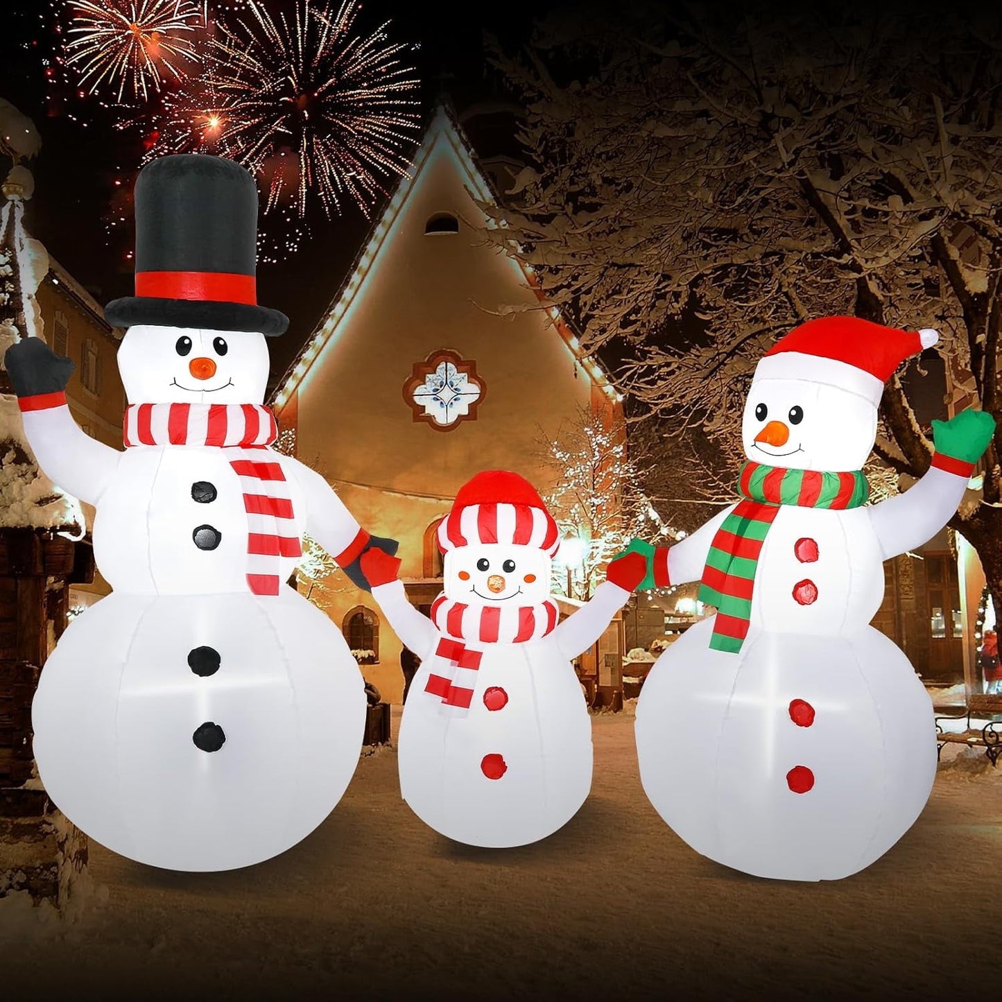 Aship 6x8FT Christmas Inflatable Snowman Family, Christmas Blow Up Yard Snowman Outdoor Decor with Rotating LED Ligh for Indoor Outdoor Yard Patio Lawn Garden Party