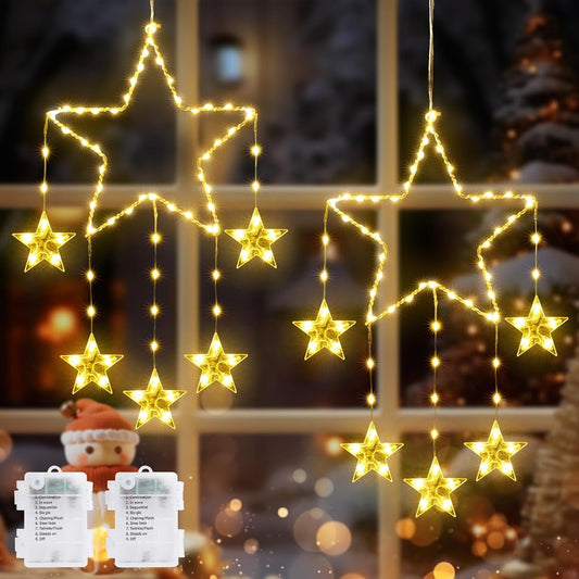Aship Christmas Window Lights, 84 LEDs 12 Stars Window Lights, 8 Modes & Timer Memory Battery Operated Christmas Silhouette Decoration Lights
