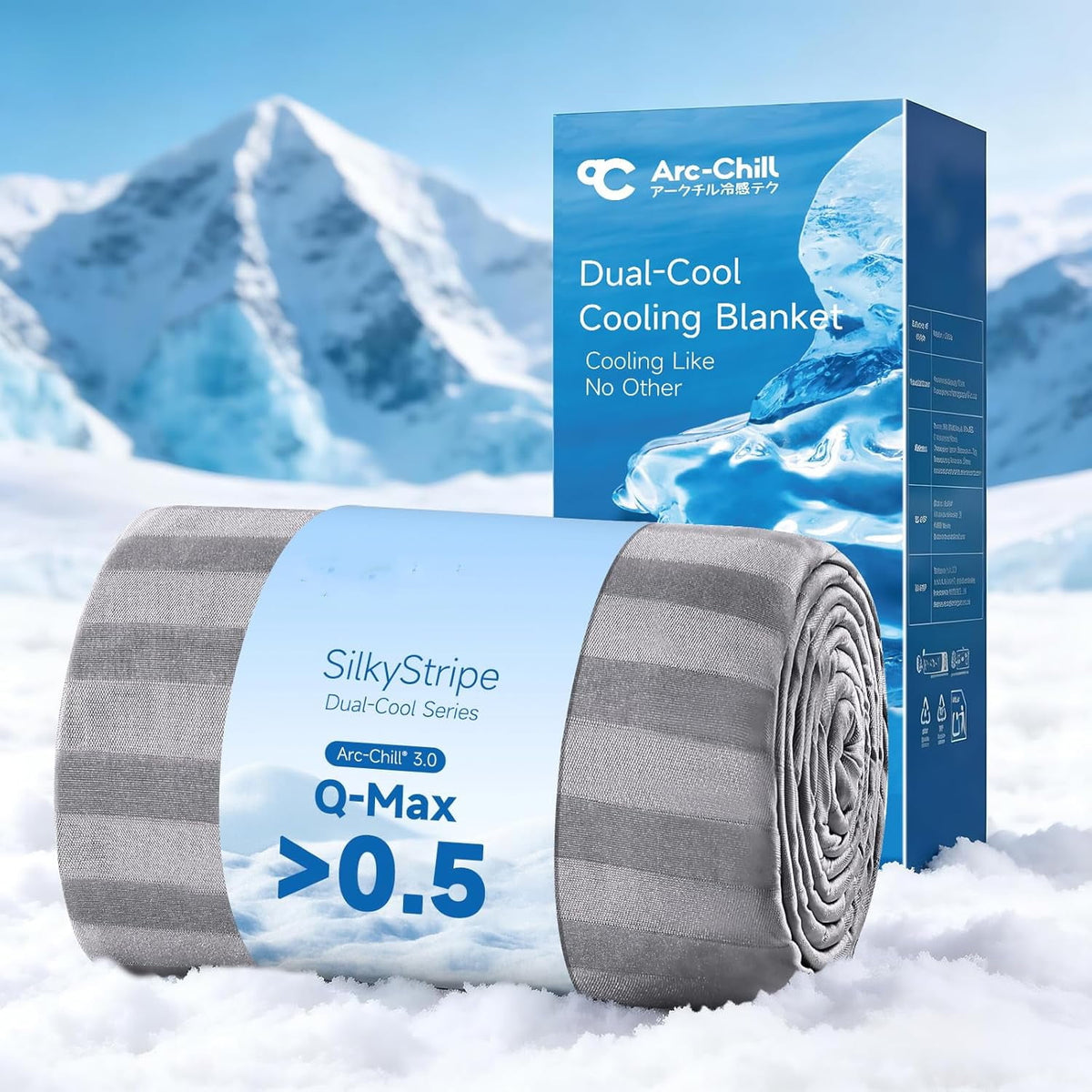 Aship Strip Cooling Blanket Queen Size 79“X86" Gray Japanese Summer Blanket Arc-Chill Cool Bed Blanket Q-Max>0.5 Breathable Skin-Friendly Double-Sided Ice Cold Summer Blankets for Beds Sofa Trave