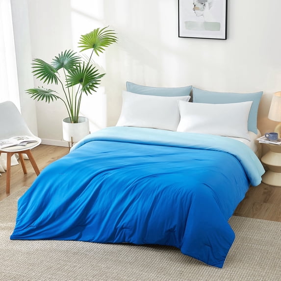 Aship Cooling Comforter King Size, Gradient Dual-Sided Q-Max>0.5 Arc-Chill Summer Comforter, Breathable Skin-Friendly Cooling Quilt for Hot Sleepers 90" x 108" Blue