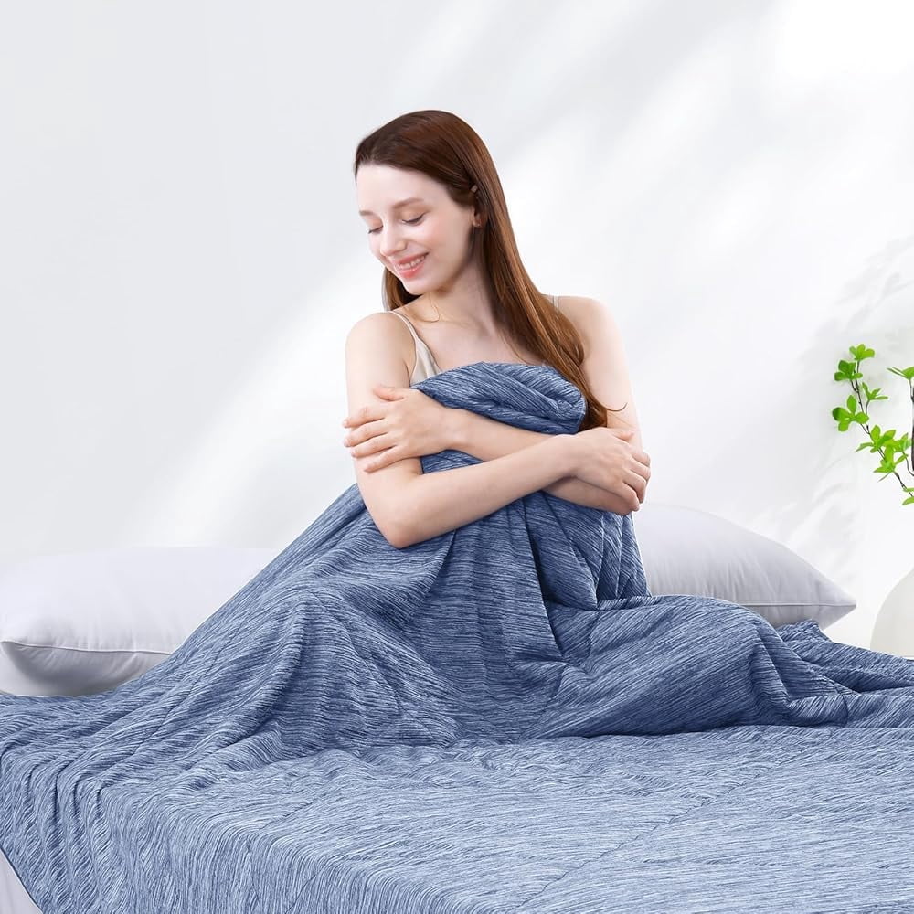 Aship Cooling Comforter Queen, Double Sided Cooling Blanket for Hot Sleepers, Q-Max 0.45, Arc-Chill Cooling Fabric, Lightweight Breathable Summer Comforter 79*87 in