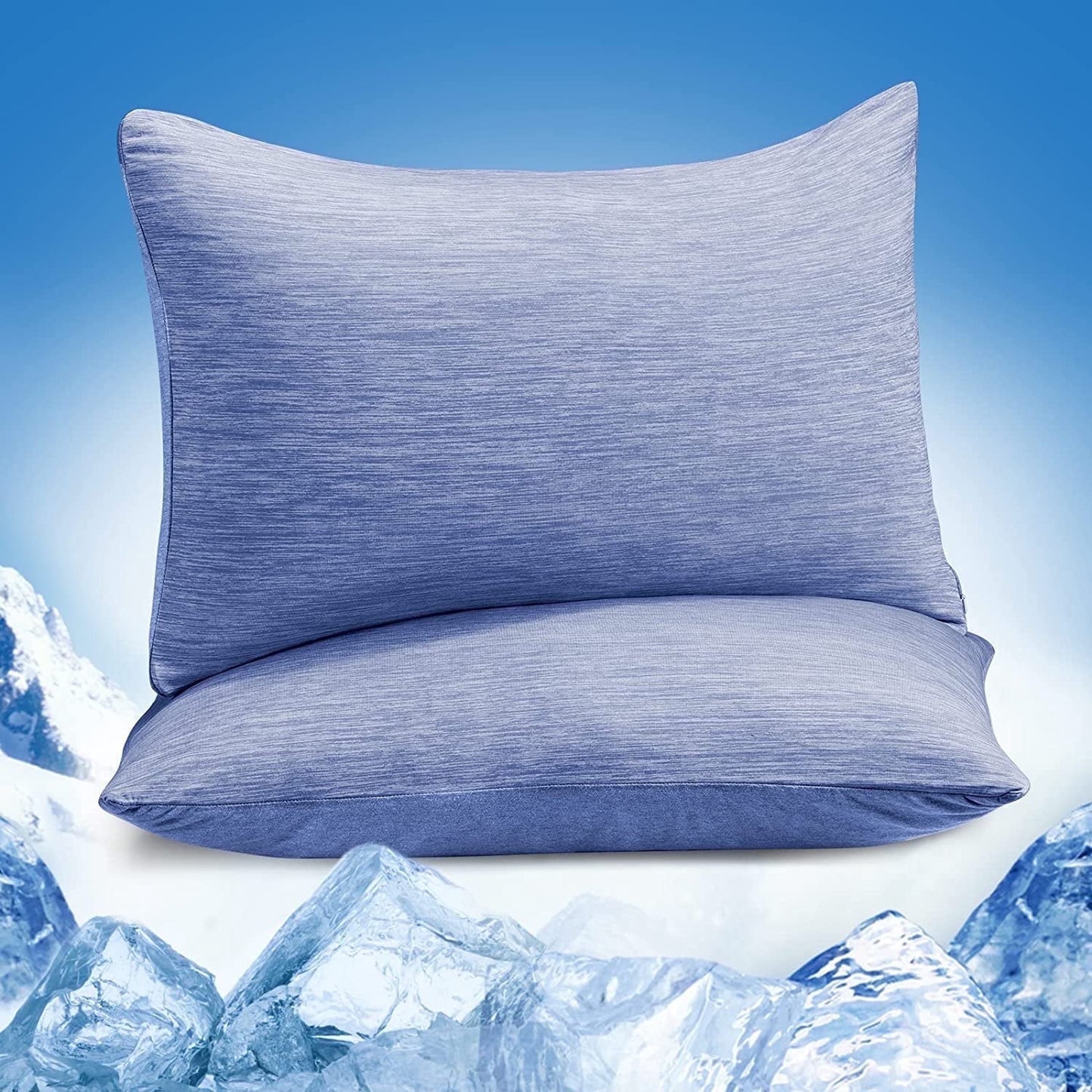 Aship Arc-Chill Cooling Pillow Cases, Q-Max >0.45 Jade-Infused Dual-Sided Summer Cooling Pillowcase, Smoother Skin & Frizz-Free Hair, Hidden Zipper, Machine Washable, King 20''x36'', 2 Pack Blue