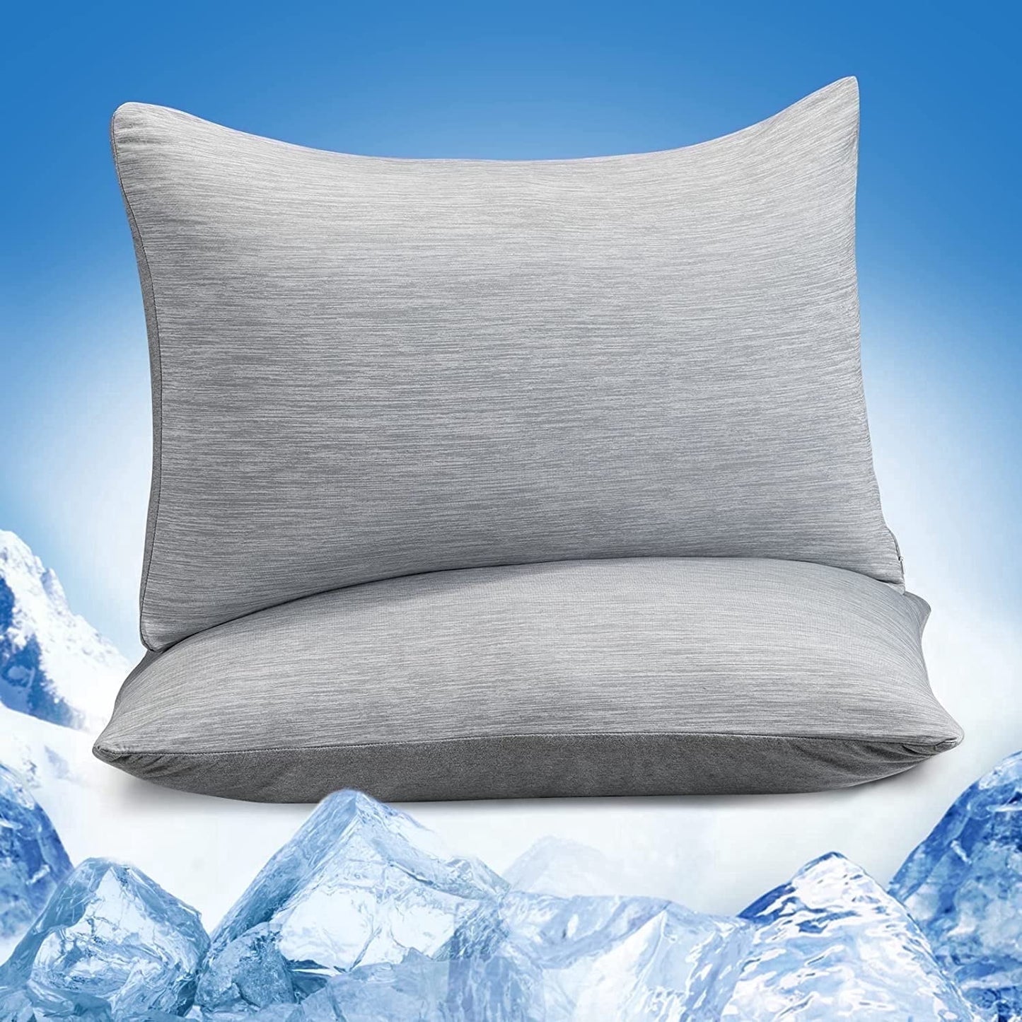 Aship Arc-Chill Cooling Pillow Cases, Q-Max >0.45 Jade-Infused Dual-Sided Summer Cooling Pillowcase, Smoother Skin & Frizz-Free Hair, Hidden Zipper, Machine Washable, King 20''x36'', 2 Pack Gray