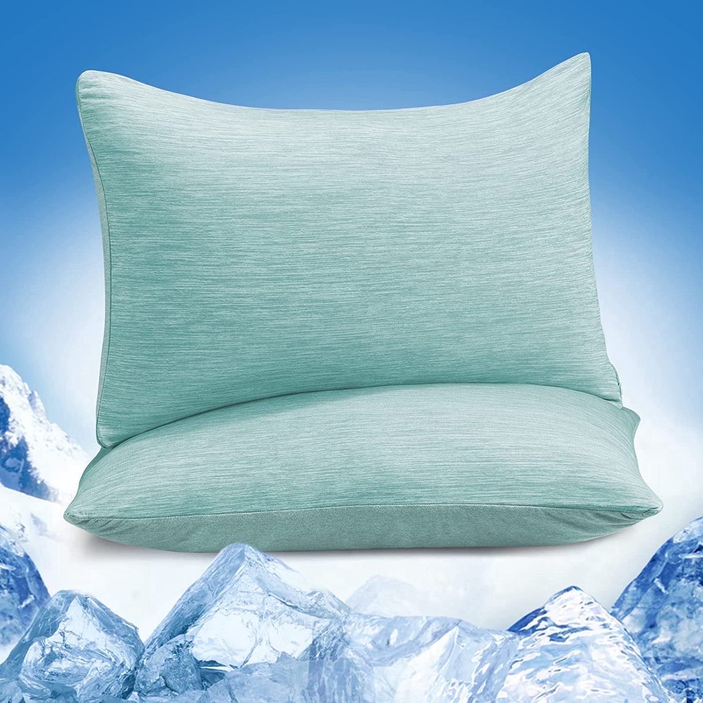 Aship Arc-Chill Cooling Pillow Cases, Q-Max >0.45 Jade-Infused Dual-Sided Summer Cooling Pillowcase, Smoother Skin & Frizz-Free Hair, Hidden Zipper, Machine Washable, King 20''x36'', 2 Pack Green