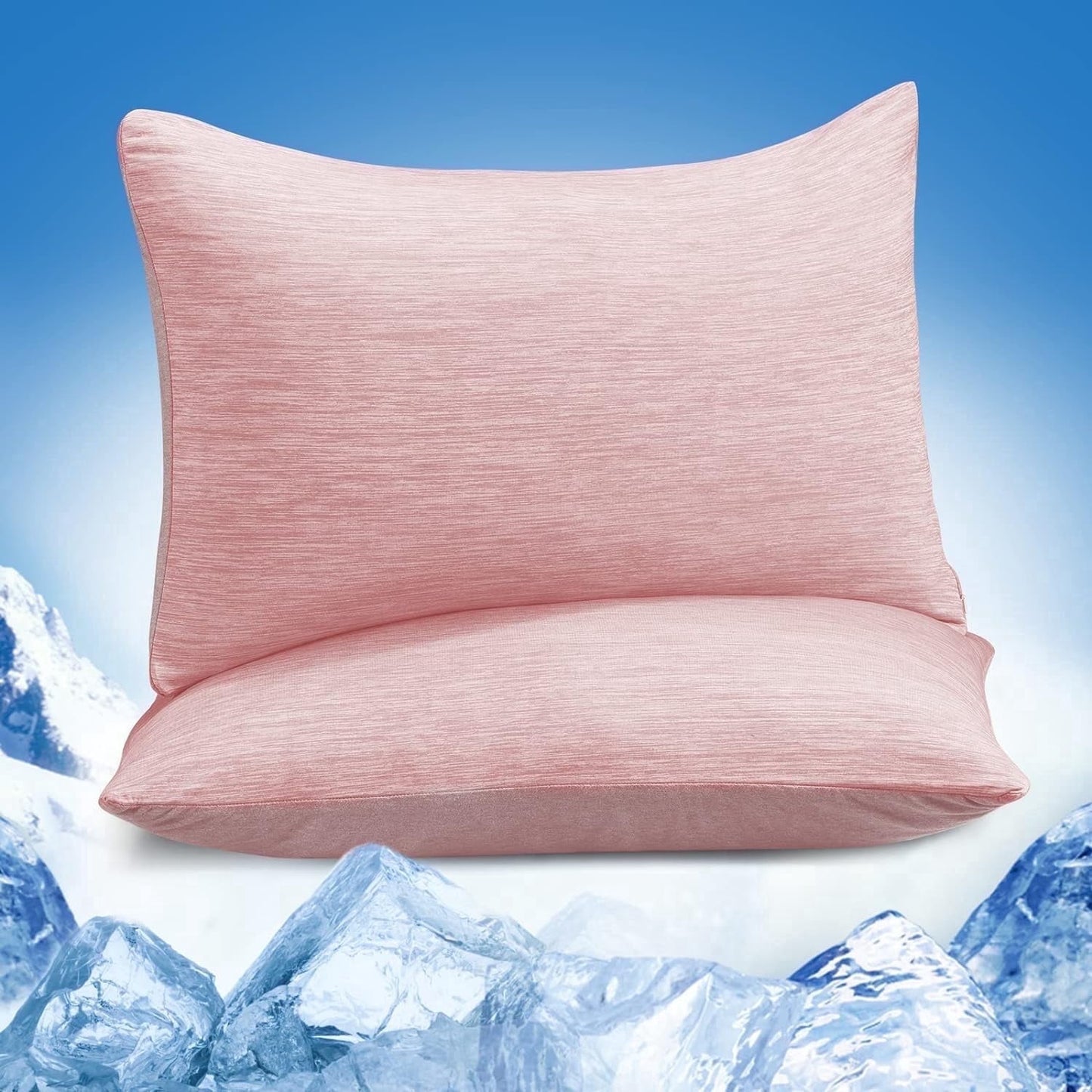 Aship Arc-Chill Cooling Pillow Cases, Q-Max >0.45 Jade-Infused Dual-Sided Summer Cooling Pillowcase, Smoother Skin & Frizz-Free Hair, Hidden Zipper, Machine Washable, Queen 20''x30'', 2 Pack Pink