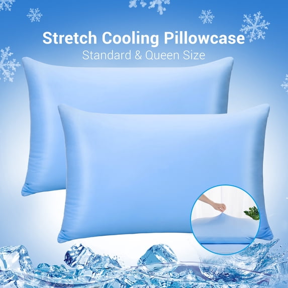 Aship Cooling Pillowcases 2 Pack, Q-max 0.55 Japanese Arc-Chill Fiber, Oeko-Tex Certified, Super Soft & Cooling for Hot Sleepers, Hidden Zipper, Machine Washable, Stretch for Standard, Blue
