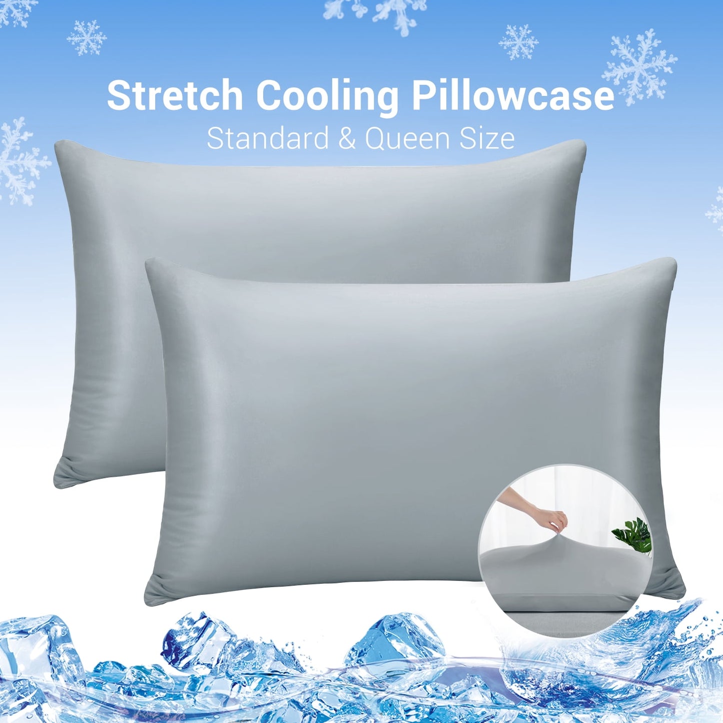 Aship Cooling Pillowcases 2 Pack, Q-max 0.55 Japanese Arc-Chill Fiber, Oeko-Tex Certified, Super Soft & Cooling for Hot Sleepers, Hidden Zipper, Machine Washable, Stretch for Standard, Gray