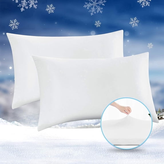 Aship Cooling Pillowcases 2 Pack, Q-max 0.55 Japanese Arc-Chill Fiber, Oeko-Tex Certified, Super Soft & Cooling for Hot Sleepers, Hidden Zipper, Machine Washable, Stretch for Standard, Wihte