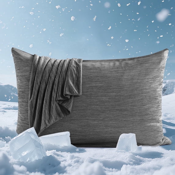 Aship Cooling Pillow Cases, Dual-Sided Summer Cooling Pillowcase, Arc-Chill Jade-Infused Fiber, Breathable Moisture-Wicking, Non-Slip Hidden Zipper, Machine Washable, Standard 20''x26'', 2 Pack Black