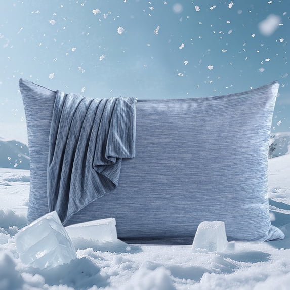 Aship Cooling Pillow Cases, Dual-Sided Summer Cooling Pillowcases, Arc-Chill Jade-Infused Fiber, Breathable & Moisture-Wicking, Non-Slip Hidden Zipper, Machine Washable, King 20''x36'', 2 Pack Blue