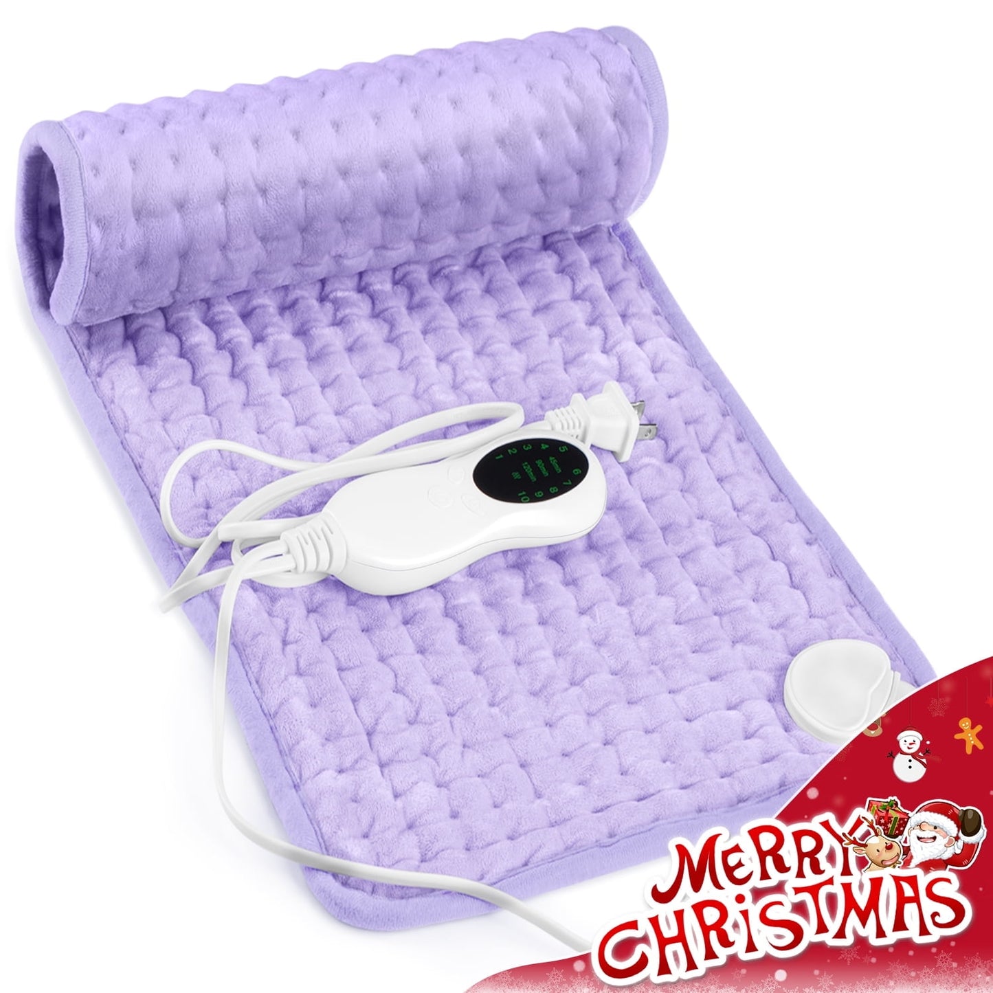 Aship Electric Heating Pad for Period Cramps & Back Pain Relief, Portable Heat Pad for Neck and Shoulders - Christmas Gifts for Mom Dad, 10 Heat Settings, ETL Certified, 12"x24", Gray