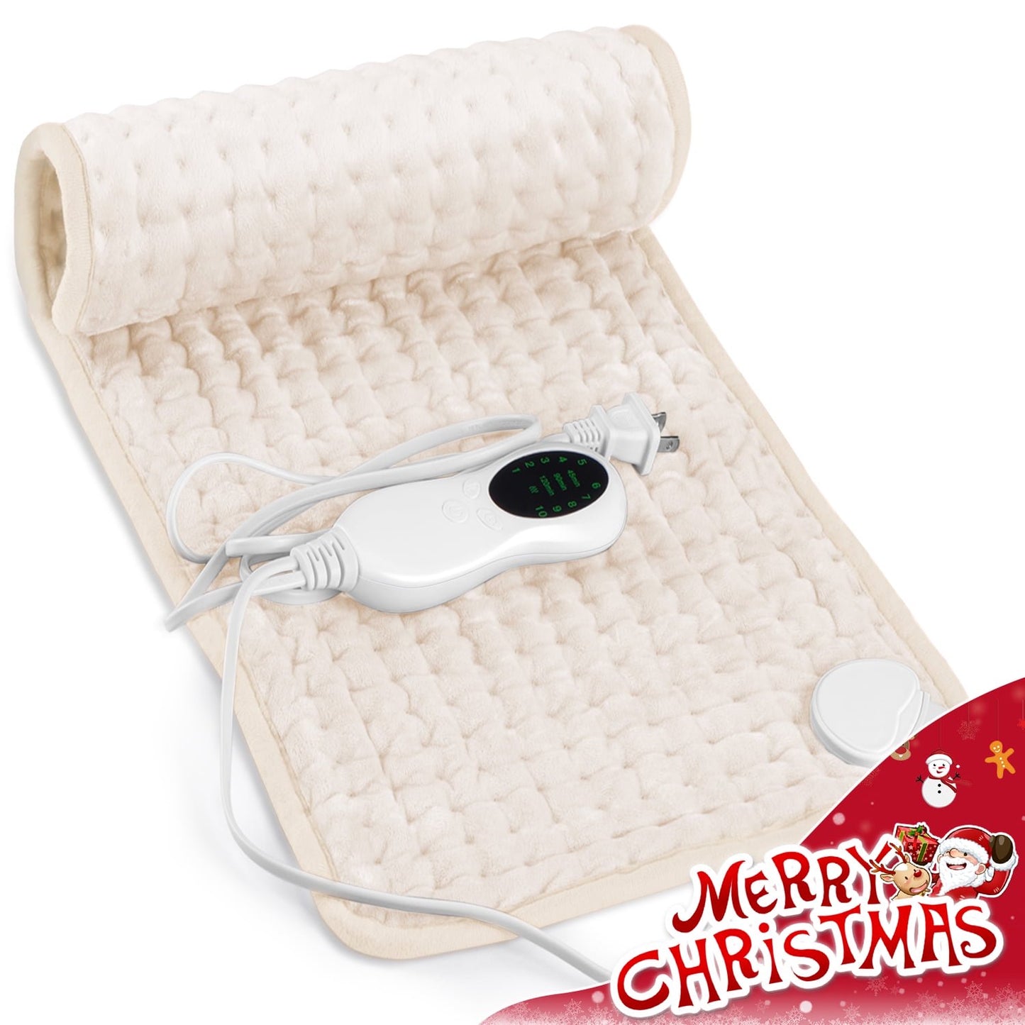 Aship Electric Heating Pad for Period Cramps & Back Pain Relief, Portable Heat Pad for Neck and Shoulders - Christmas Gifts for Mom Dad, 10 Heat Settings, ETL Certified, 12"x24", Gray