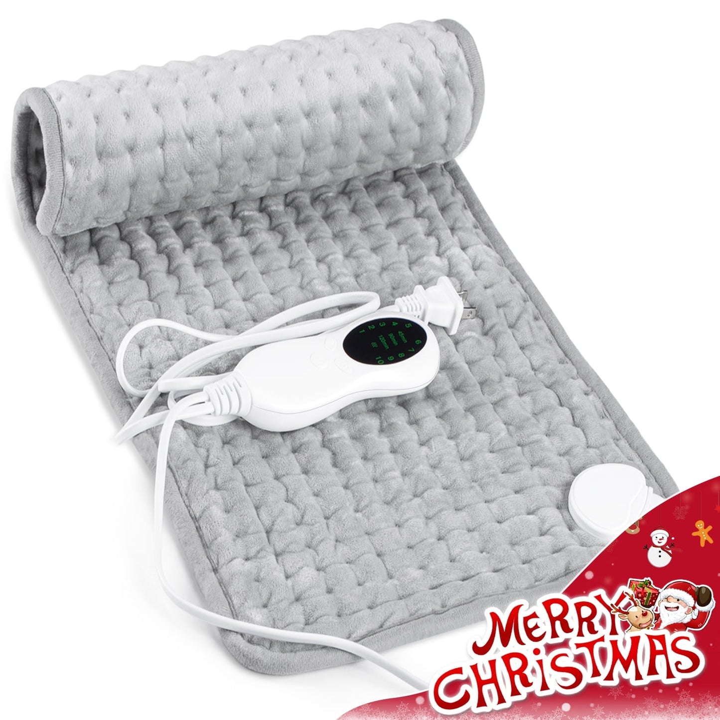 Aship Electric Heating Pad for Period Cramps & Back Pain Relief, Portable Heat Pad for Neck and Shoulders - Christmas Gifts for Mom Dad, 10 Heat Settings, ETL Certified, 12"x24", Gray