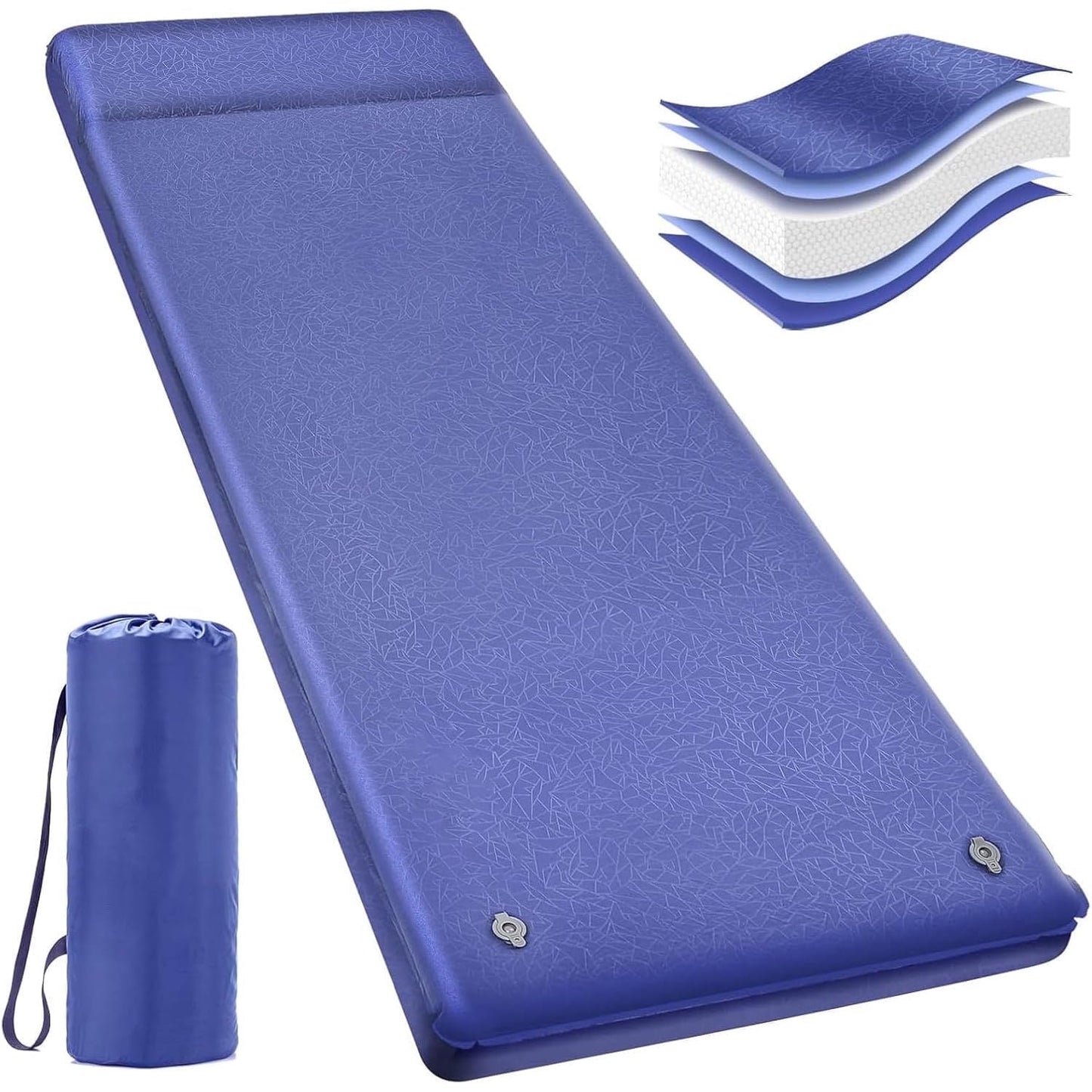 Aship 26D Memory Foam Self Inflating Sleeping Pad, 3.15" Thick Sleeping Mat Camping with Pillow, 800 lbs Camping Mattress, R-Value 9.5 Sleeping Pad for Camping Travel, 27''x77'' Single, Navy Blue