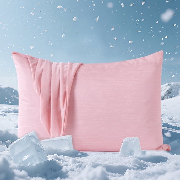 Aship Cooling Pillow Cases, Dual-Sided Summer Cooling Pillowcases, Arc-Chill Jade-Infused Fiber, Breathable & Moisture-Wicking, Non-Slip Hidden Zipper, Machine Washable, King 20''x36'', 2 Pack Pink