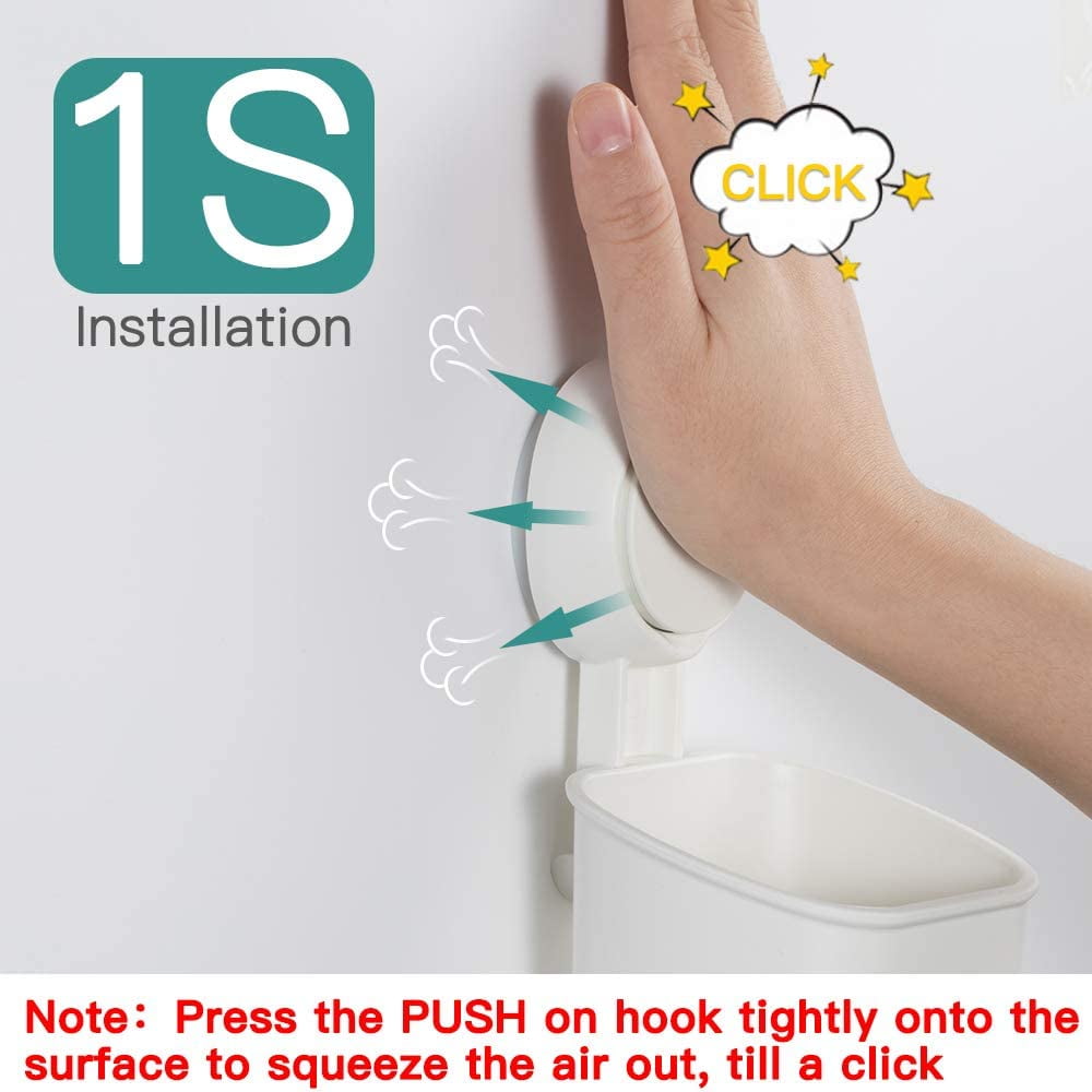 Aship Suction Cup Toothbrush Holder, No-Drill Removable Toothbrush Holders for Bathrooms Kitchen, 11 lbs Heavy Duty Tooth Brush Holder, Waterproof Electric Toothbrush & Toothpaste Holder, White