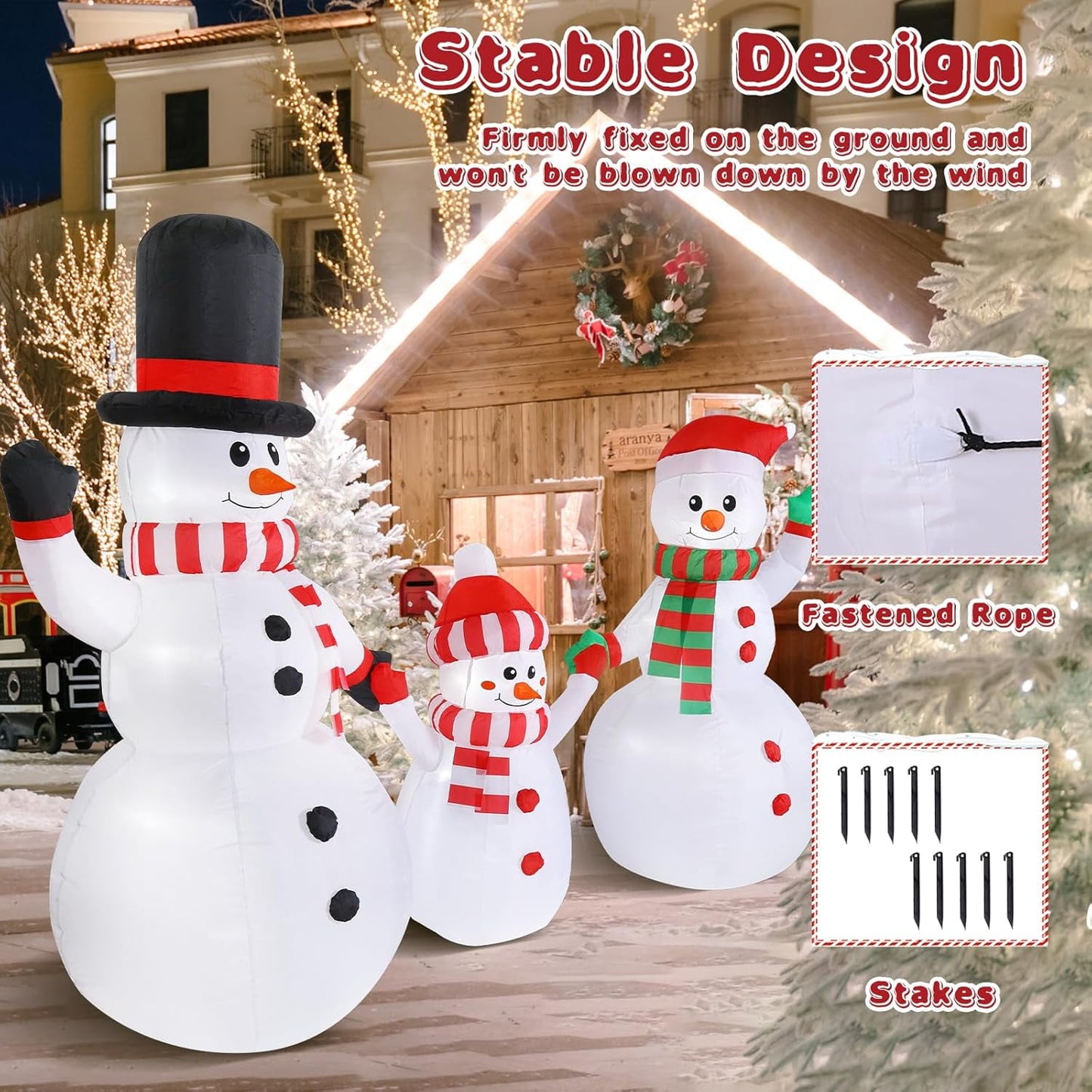 Aship 6x8FT Christmas Inflatable Snowman Family, Christmas Blow Up Yard Snowman Outdoor Decor with Rotating LED Ligh for Indoor Outdoor Yard Patio Lawn Garden Party
