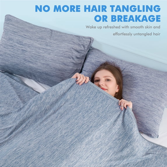 Aship Cooling Pillow Cases, Dual-Sided Summer Cooling Pillowcases, Arc-Chill Jade-Infused Fiber, Breathable & Moisture-Wicking, Non-Slip Hidden Zipper, Machine Washable, King 20''x36'', 2 Pack Blue