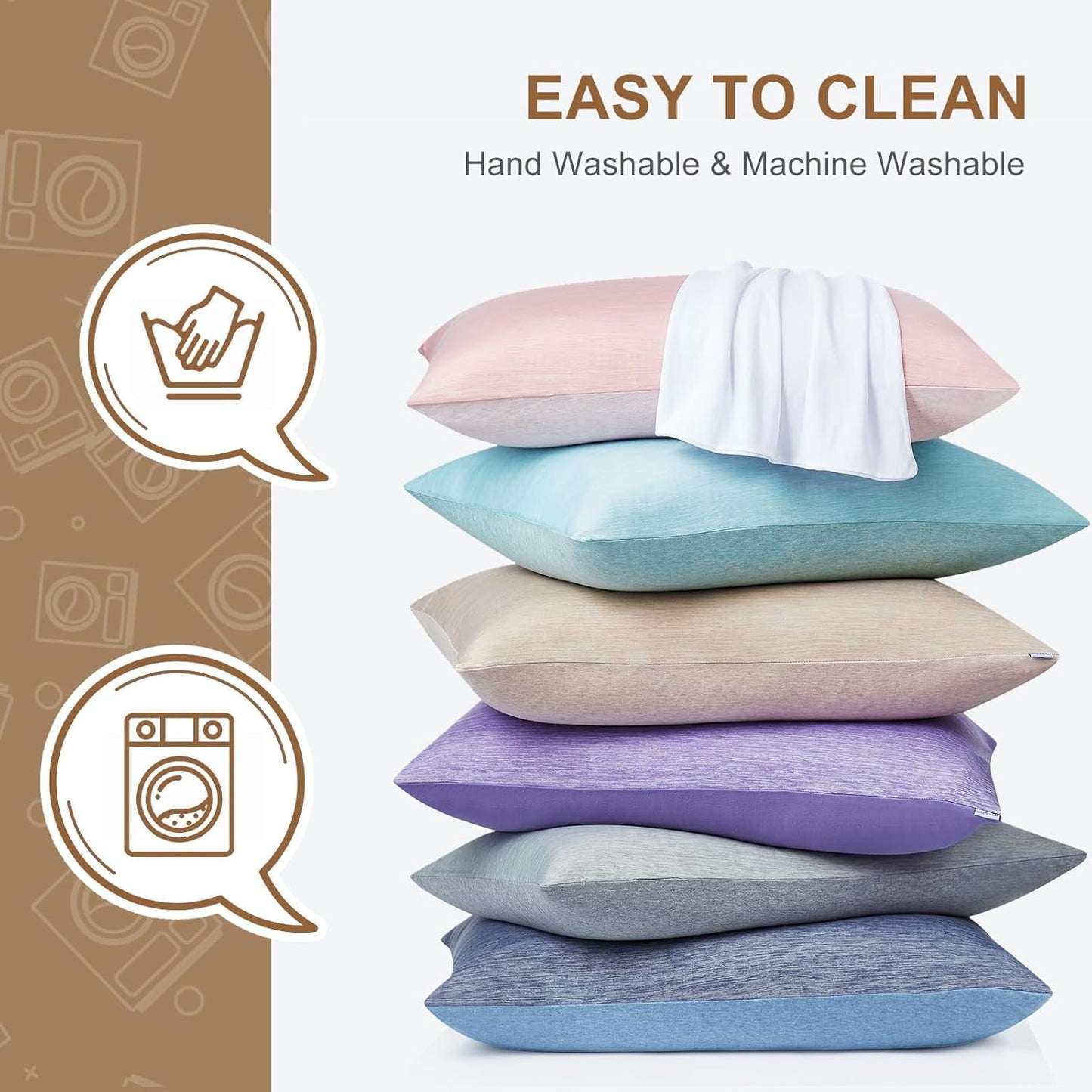 Aship Arc-Chill Cooling Pillow Cases, Q-Max >0.45 Jade-Infused Dual-Sided Summer Cooling Pillowcase, Smoother Skin & Frizz-Free Hair, Hidden Zipper, Machine Washable, King 20''x36'', 2 Pack Beige