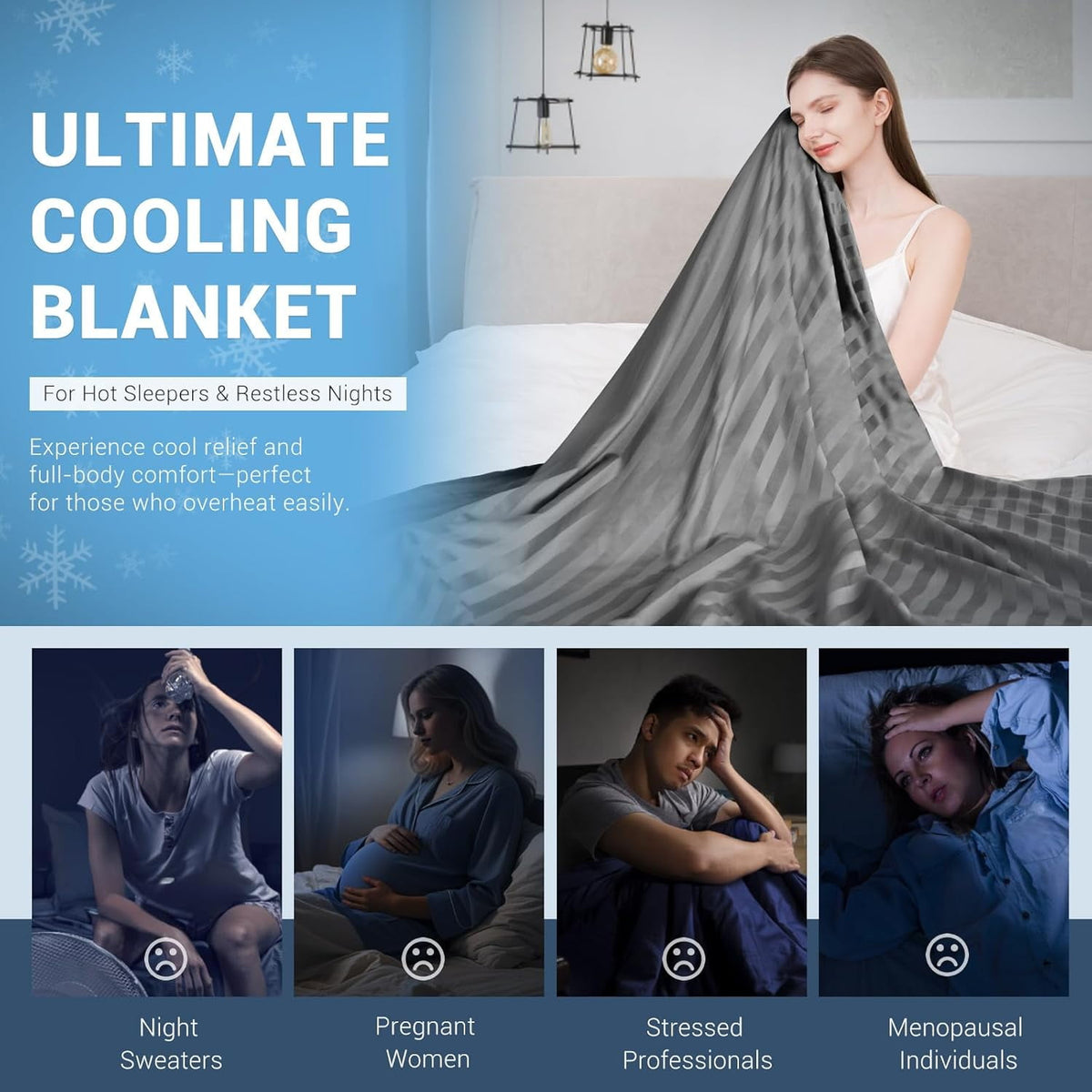 Aship Cooling Blanket Twin Size, Japanese Ice Cool Summer Blanket Arc-Chill Cold Blanket Q-Max>0.5 Breathable Skin-Friendly Double-Sided Summer Bed Blankets for Beds Sofa Travel - Gray 59"x 79"
