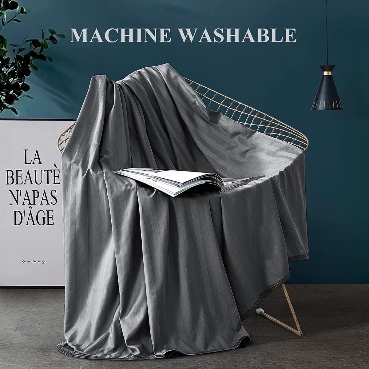 Aship Cooling Blanket for Hot Sleepers, Arc-Chill Q-Max>0.5 Double Cooling Sided Stylish Revolutionary Cold Blankets, Lightweight Summer Blanket King Size, Gray, 90" x 108"