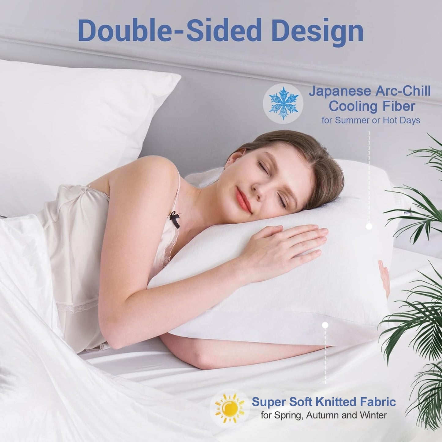 Aship Arc-Chill Cooling Pillow Cases, Q-Max >0.45 Jade-Infused Dual-Sided Summer Cooling Pillowcase, Smoother Skin & Frizz-Free Hair, Hidden Zipper, Machine Washable, King 20''x36'', 2 Pack White
