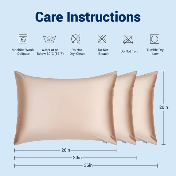 Aship Arc-Chill 3.0 Cooling Pillow Cases, Q-max >0.5 Jade-Infused Silky Pillowcase for Hair & Skin, Breathable & Moisture-Wicking, Hidden Zipper, Machine Washable, Queen 20''x30'', 2 Pack Champagne