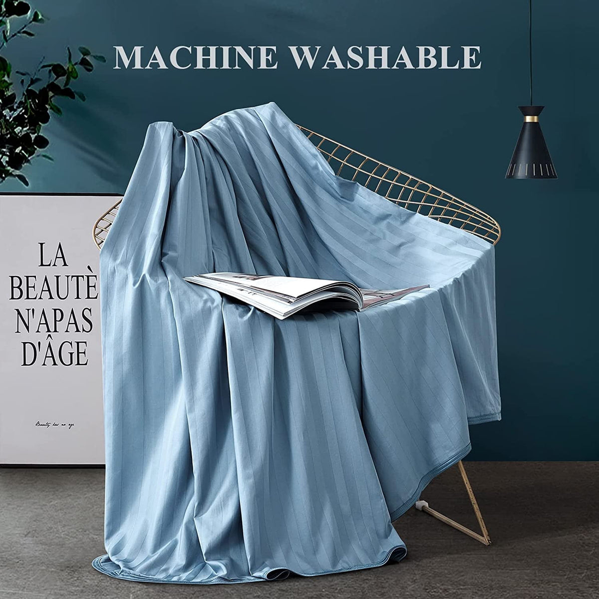Aship Cooling Blanket for Hot Sleepers, Q-Max>0.5 Double Cooling Sided Stylish Revolutionary Cold Blankets, Lightweight Summer Blanket King Size, Blue, 90" x 108"