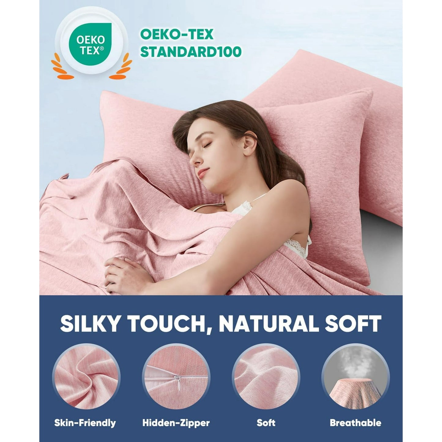 Aship Arc-Chill Cooling Pillow Cases, Q-Max >0.45 Jade-Infused Dual-Sided Summer Cooling Pillowcase, Smoother Skin & Frizz-Free Hair, Hidden Zipper, Machine Washable, King 20''x36'', 2 Pack Pink