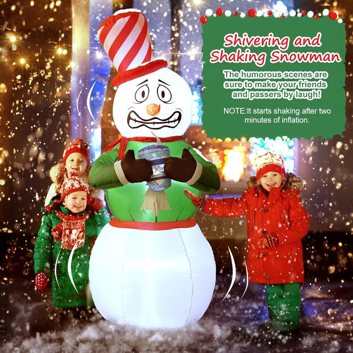 Aship 6 FT Animated Snowman Christmas Inflatables Outdoor Decorations, Shivering Snowman Inflatable with LED Lights, Funny Christmas Blow Up Yard Decorations for Garden Patio Lawn Party Xmas Decor