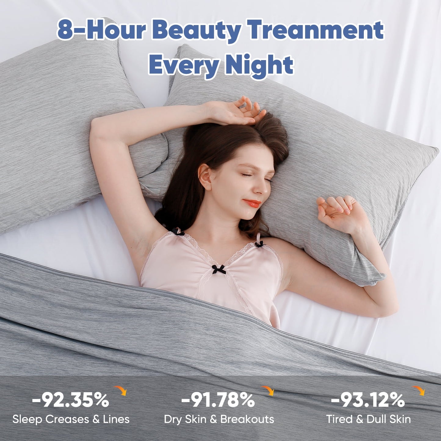Aship Arc-Chill Cooling Pillow Cases, Q-Max >0.45 Jade-Infused Dual-Sided Summer Cooling Pillowcase, Smoother Skin & Frizz-Free Hair, Hidden Zipper, Machine Washable, Queen 20''x30'', 2 Pack Gray