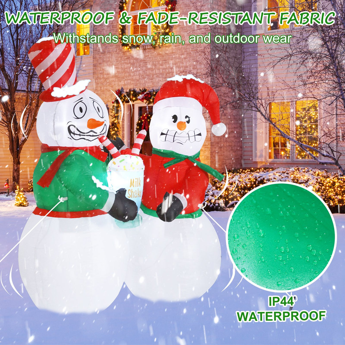 Aship 6 FT Animated Snowman Couple Christmas Inflatables Outdoor Decorations, Shivering Snowmen Inflatable with LED Lights, Funny Christmas Blow Up Yard Decorations for Garden Patio Lawn Xmas Decor