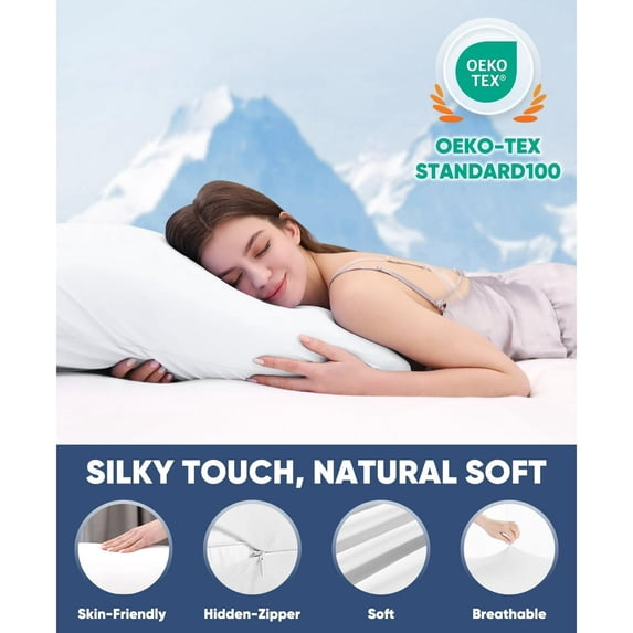 Aship Cooling Pillowcases 2 Pack, Q-max 0.55 Japanese Arc-Chill Fiber, Oeko-Tex Certified, Super Soft & Cooling for Hot Sleepers, Hidden Zipper, Machine Washable, Stretch for Standard, Wihte