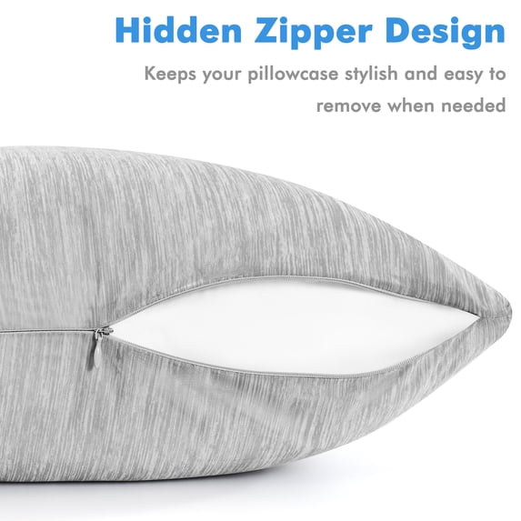 Aship Cooling Pillow Cases, Dual-Sided Summer Cooling Pillowcases, Arc-Chill Jade-Infused Fiber, Breathable & Moisture-Wicking, Non-Slip Hidden Zipper, Machine Washable, Queen 20''x30'', 2 Pack Gray