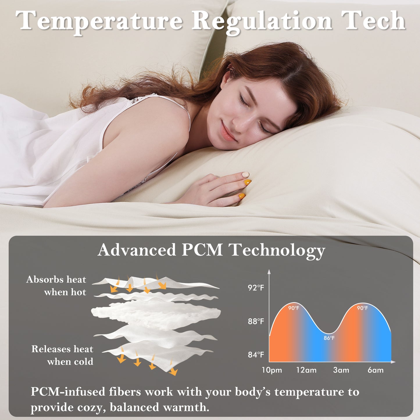 Aship Queen Comforter Set, 3Pcs Cozycash PCM Bedding Set with Temperature Regulating for All Season, Reversible Skin-friendly Bedding, 1Comforter & 2 Pillowcases Beige