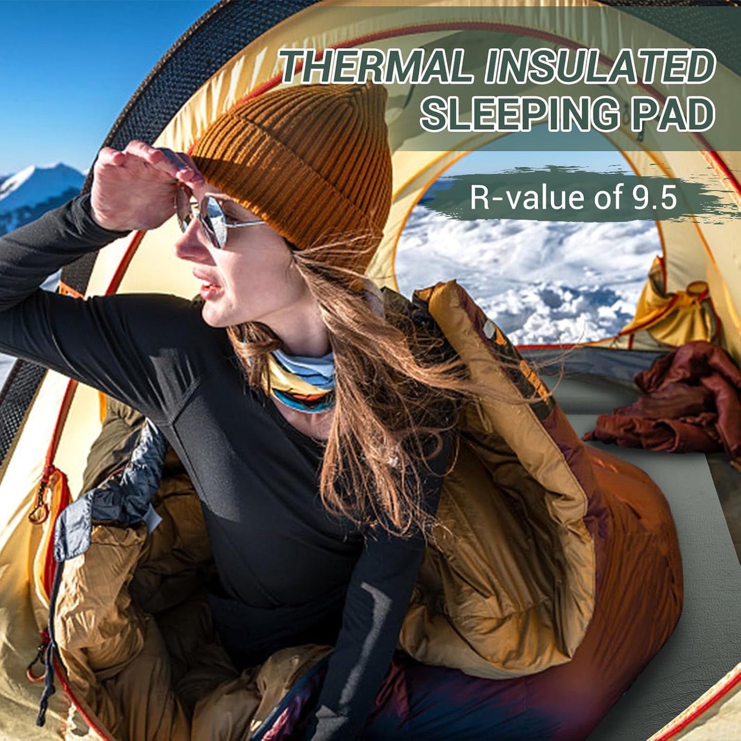 Aship 26D Memory Foam Self Inflating Sleeping Pad, 3.15" Thick Sleeping Mat Camping with Pillow, 800 lbs Camping Mattress, R-Value 9.5 Sleeping Pad for Camping Travel, 27''x77'' Single, Gray