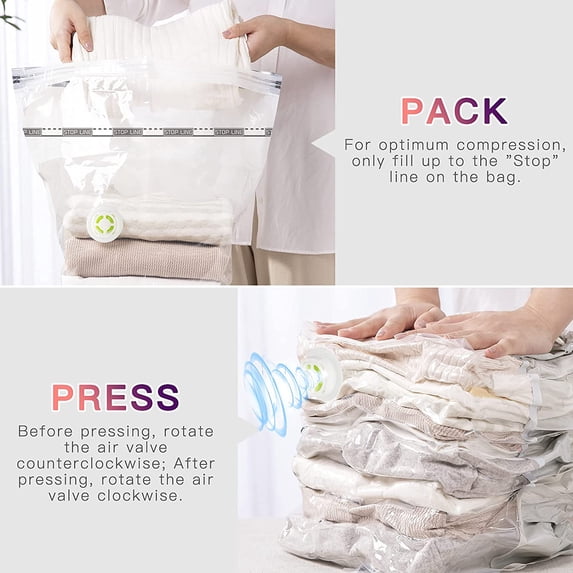 Aship Cube Vacuum Storage Bags, 4 pack Space Saver Bags Combo (2 Jumbo + 2 Medium), Large Capacity Vacuum Seal Bags for Clothing Pillows Comforters Quilts Blankets, Cube Storage Bags for Closet