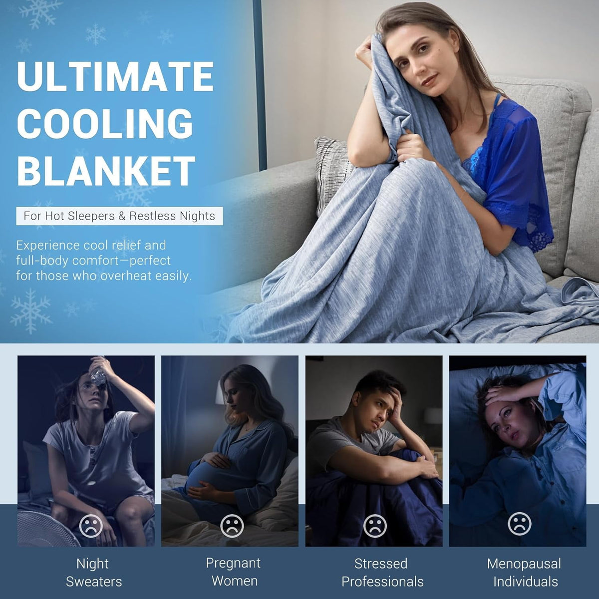 Aship Cooling Blanket Twin 59"x 79" Blue , Summer Blanket Q-MAX>0.5 Arc-Chill Cold Blanket Soft Breathable Double-Sided Bed Blankets for Beds Sofa Travel Reading - Blue