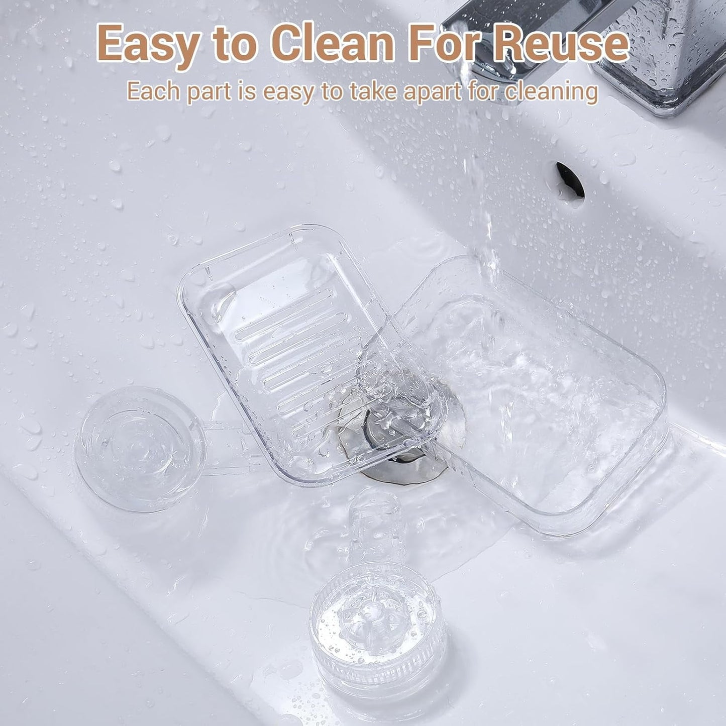 Aship Shower Caddy Set, No-Drill Removable Shower Organizer with Toothbrush Holders & Suction Hooks, 22lb Heavy Duty Waterproof Suction Cup Shower Caddy for Bathroom Kitchen, Clear, 3 Pack Combo