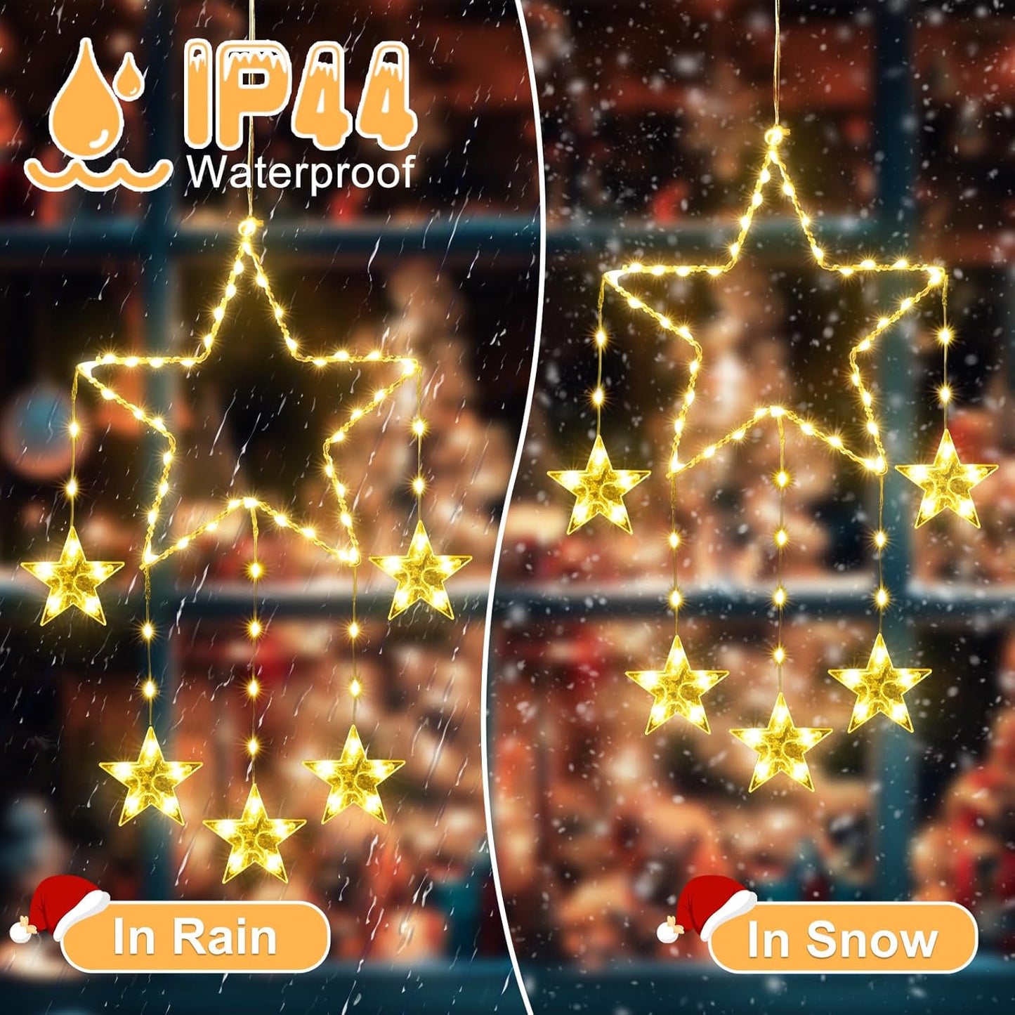 Aship Christmas Window Lights, 84 LEDs 12 Stars Window Lights, 8 Modes & Timer Memory Battery Operated Christmas Silhouette Decoration Lights