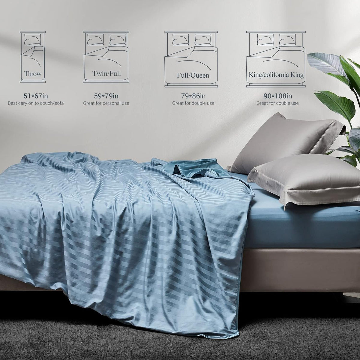 Aship Cooling Blankets Twin for Hot Sleepers Summer Blanket Thin Lightweight Breathable Soft Double Side Ice Cooling Blanket for Bed Couch Sofa Travel , Keep Cool for Night Sweats, Blue 59"x 79"