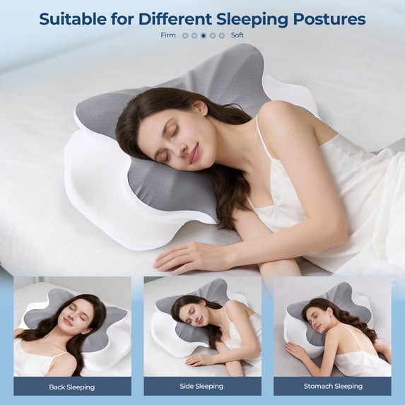 Aship Cervical Pillow for Neck Pain Relief, Ergonomic Contour Memory Foam Pillows, 4-Level Height Adjustable Cooling Pillow Cozy Sleeping, Neck Pillow for Side Back Stomach Sleeper with Pillowcase