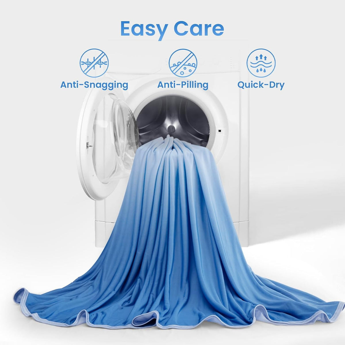 Aship Gradient Cooling Blanket King Size, Double-Sided Q-Max>0.5 Arc-Chill Summer Blanket, Breathable Soft Silky Skin-Friendly Cooling Blanket for Hot Sleeper - Blue 90"x108"