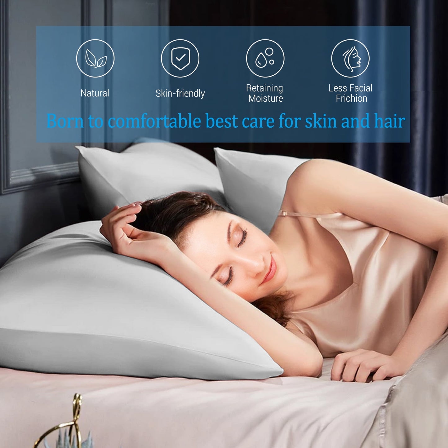 Aship Cooling Pillowcases 2 Pack, Q-max 0.55 Japanese Arc-Chill Fiber, Oeko-Tex Certified, Super Soft & Cooling for Hot Sleepers, Hidden Zipper, Machine Washable, Stretch for Standard, Gray